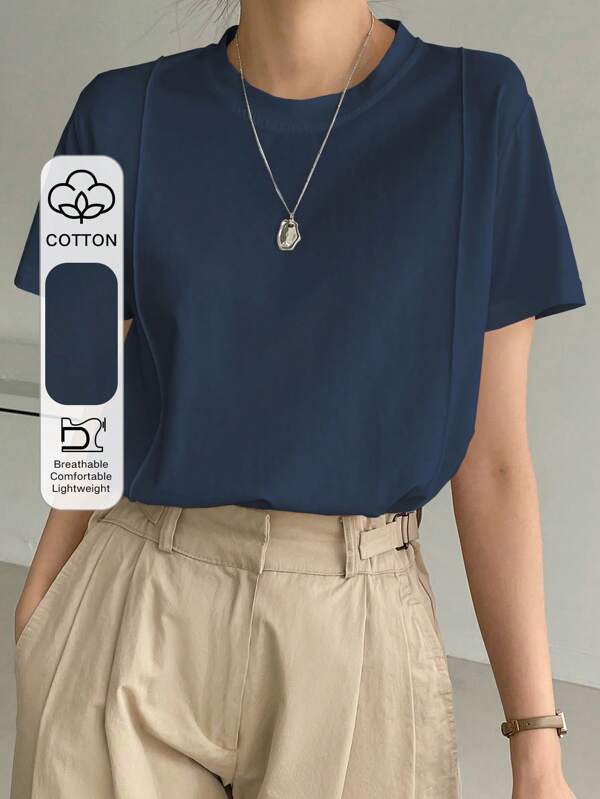 Dazy-Less Solid Seam Detail Tee Old Money Style