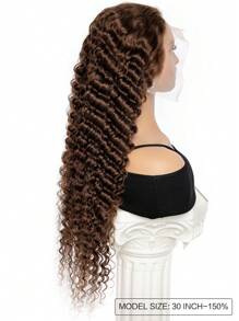 Chocolate Brown Lace Front Wigs Human Hair Deep Wave 13x4 Transparent Lace Frontal Wig Curly Human Hair Wigs For Woman Pre Plucked With Natural Hairline - S4 - View 5