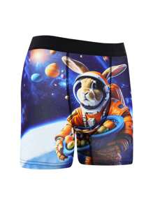 5pcs/Pack Men's Easter Space Rabbit Pattern Boxer Briefs - Multicolor - View 4