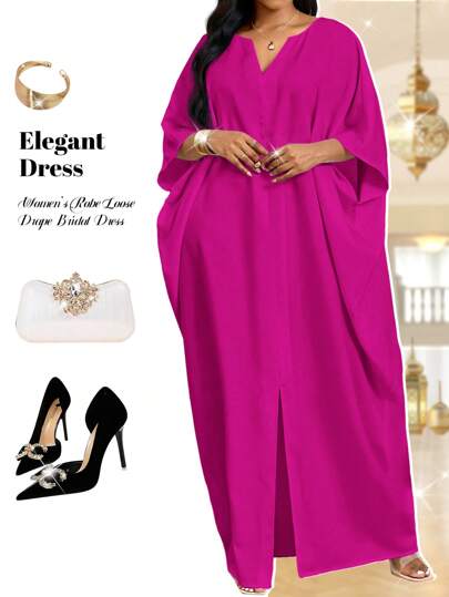 Fleurora Christmas Party Dress Plus Size Short Sleeve Women's Robe Loose Drape Holiday Bridal Shower Dress Beach Women's Tall Long Slim Dress
