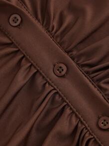 SHEIN MOD Brown Knitted Halter V-Neck Backless Cropped Summer Top - Brown - View 3