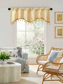 1 件金色锦缎 S 形窗帘，奢华装饰圣诞窗帘盒，适用于客厅、卧室、厨房窗户和门 - 金色 - 查看 7