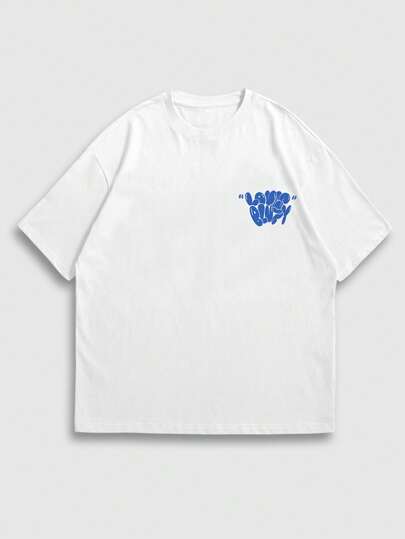 Street Life Camiseta casual de manga corta con estampado gráfico de eslogan para hombres