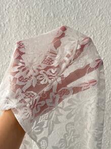 SHEIN EZwear Summer New White Lace Slim-Fit Shawl Top