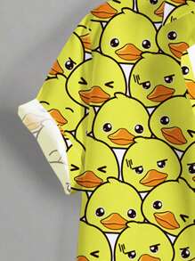 Manfinity Joysei Men's Funny Yellow Duck Print Short Sleeve Shirt - Yellow - View 5