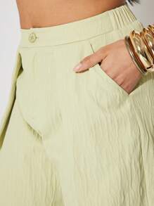 Hosen Frühling plissiert weites Bein Festival Sommer Hose Urlaub Business-Casual Büro Sirene Altes Geld Brunch Pastell Strand Hochzeitsgast Besonderer Anlass Braut Abendessen Abschlussball Thanksgiving Weihnachten Silvester Neujahr für Frauen - Grün - Übersicht 4