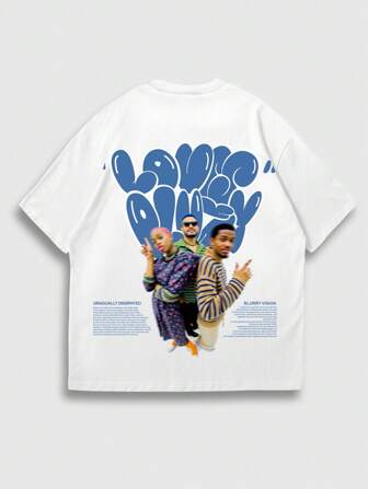 Street Life Camiseta casual de manga corta con estampado gráfico de eslogan para hombres