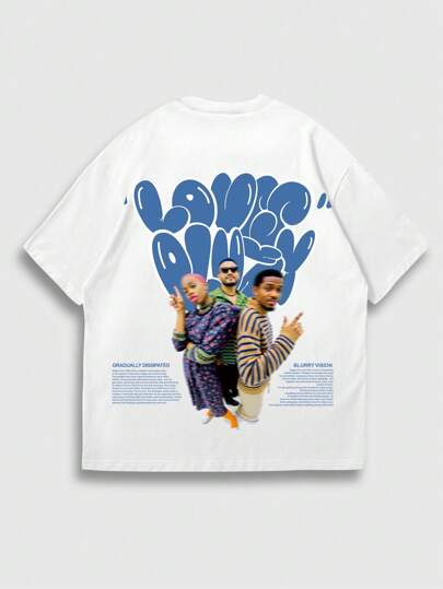 Street Life تي شيرت قصير الأكمام كاجوال للرجال بطباعة شعار جرافيك