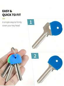 SHEIN 2.3cm*1.8cm*0.3cm Random Color Silicone Key Cover Set - Colorful PVC Key Covers For Key Organization And Identification, Various Sizes, Suitable For School, Office, Home, Travel, Bag, Organizer, Storage 52/26/11Pcs Optional - Multicolor - View 6