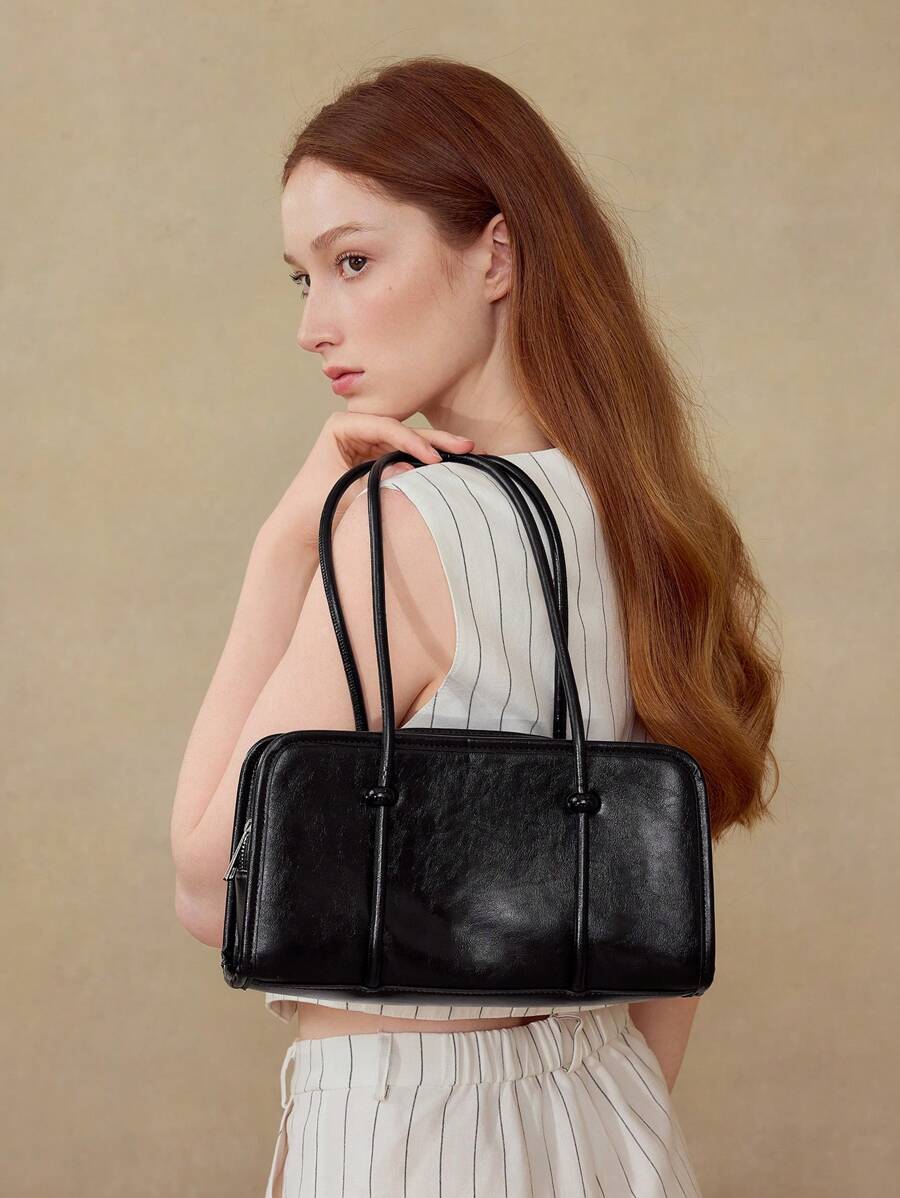 MOTF PREMIUM WOMEN'S FASHIONABLE MINIMALIST COMMUTER SHOULDER BAG - Black - View 2