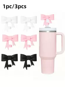 1PC/3Pcs Classic Bow Straw Covers Cap Topper Tương thích với 30 & 40 Oz Tumbler Cups, Tái sử dụng dễ thương Silicone Straw Tip Nắp Bảo vệ cho 0,4 In / 10mm Cups Phụ kiện ống hút - Nhiều màu - Xem 1