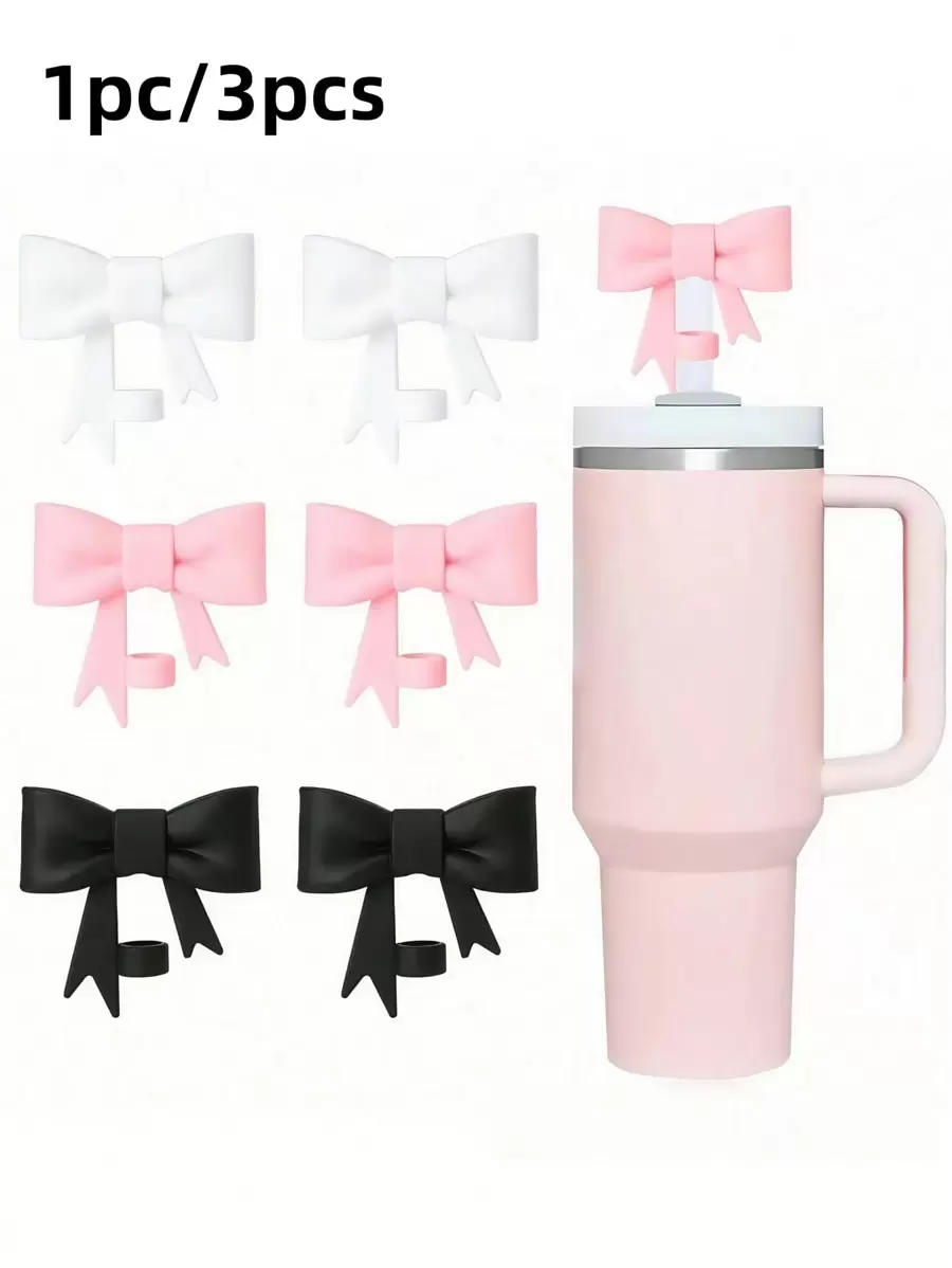 1PC/3Pcs Classic Bow Straw Covers Cap Topper Tương thích với 30 & 40 Oz Tumbler Cups, Tái sử dụng dễ thương Silicone Straw Tip Nắp Bảo vệ cho 0,4 In / 10mm Cups Phụ kiện ống hút - Nhiều màu - Xem 1