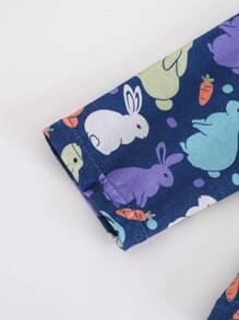 Cozy Pixies Baby Boy Cartoon Rabbit Print Knitted Soft Long Sleeve Shirt And Elastic Waist Pants 2 Pieces Set - Grey - View 3