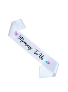 SHEIN 2 件套“准妈妈”和“准爸爸”吊带和胸针套装，包括胸针和肩带，适合准父母，两种颜色可选 - 白色 - 查看 5