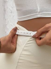 SHEIN Falda larga con abertura y cintura ajustable de unicolor para mujeres embarazadas, con estilo