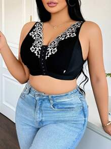 Áo ngực ren không dây cỡ lớn trưởng thành thanh lịch - Đen và trắng - Xem 3