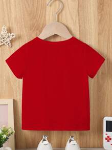Baby Boy Casual Creative Splash Ink Soccer Graphic Print Short Sleeve T-Shirt - Burgundy - View 2