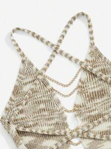 Breezaya Women's Zebra Print Crisscross Backless Hollow Out Knit Top - Multicolor - View 4