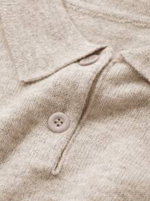 DAZY Solid Color Fitted Short Sleeve POLO Collar Casual Knit Top For Women, Spring/Summer,Back To School Clothes