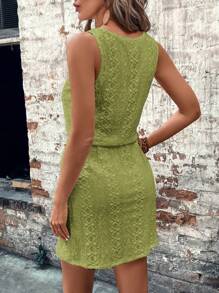 SHEIN LUNE 白色提花针织镂空女装