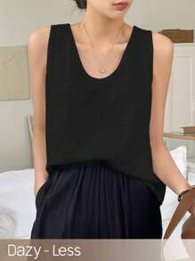 DAZY 纯色休闲商务女式背心夏季 - 黑色 - 查看 6