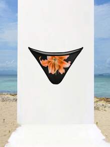 Opulessa 度假针织花卉印花女士泳裤 - 橘色 - 查看 7