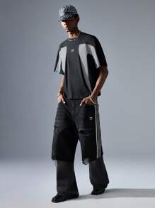 NEON BLANC Men's Street Style Knit Crew Neck Short Sleeve T-Shirt - Black - View 6