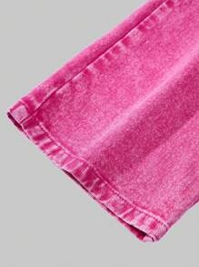 Tween Girls' Loose Straight Leg Ripped Distressed Washed Denim Jeans, Casual & Style - Hot Pink - View 5