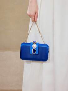 MOTF PREMIUM 时尚方形水钻装饰手拿包 - 藍色 - 查看 7