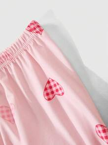 Conjunto de Pijama com Estampa de Coração Elegante para Meninas Adolescentes
