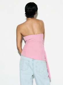 KIZN Top con detalle de volantes sin tirantes tipo bandeau, elegante para ocasiones de fiesta de noche, verano, formal, con estructura de estilo corsé ajustado para mujer