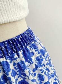 Soleia Falda larga casual con estampado floral vintage para vacaciones