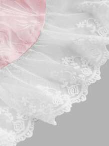 SHEIN MOD 粉色复古浪漫蕾丝边吊带背心 - 粉色 - 查看 3