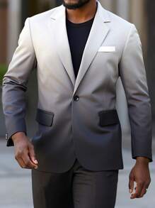 Manfinity AFTRDRK Ombre Color Lapel Neck Long Sleeve Fashion Blazer For Men