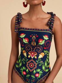 Travachic 1pc Women One-Piece Swimsuit, Suitable For Beach & Vacation In Summer,Summer Outfits For Women,Beachwear,Easter,Beach Outfits For Woman,Spring Break,Vacation Outfits Women,Concert Outfit Women,Rave Outfits Festival,Rave,BOHO,Music Festival - Navy Blue - View 4