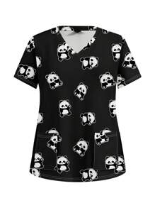 PopScrub 加大码护理制服上衣，简约时尚短袖圆领手术服上衣