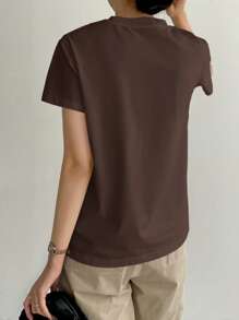 Dazy-Less Solid Seam Detail Tee Old Money Style, Business Casual Women