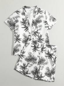 Conjunto de playera de manga corta con estampado aleatorio y shorts para niño preadolescente