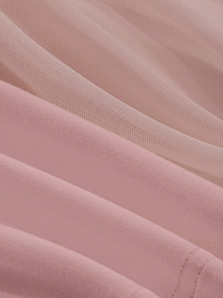 DAZY Off Shoulder Solid Ruched Side Mesh Overlay Homecoming Dress Prom Dress Elegant Sundress Wedding Women Dresses - Dusty Pink - View 6