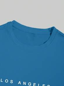 Manfinity Hypemode Men's Casual Simple Letter Print Short Sleeve T-Shirt - Multicolor - View 5