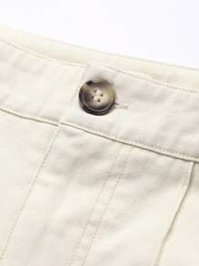 DAZY Women's Plain Pocket Casual Loose Straight Leg Pants, Versatile - Beige - View 8