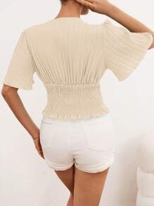 Chiquease Women's Shirred Gathered Waist Shirt