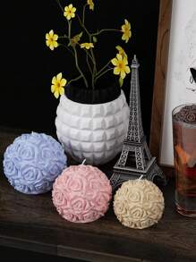Molde de silicona esférico para vela de mesa con diseño de bola de cristal multiespécimen, esfera de resina y rosa circular - Blanco - Ver 7