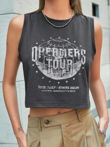 DAZY Camiseta Sin Mangas Con Diseño Gráfico De Letras