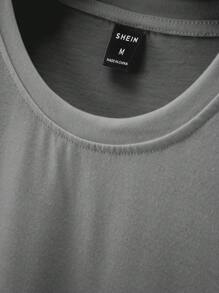 Manfinity Homme Men T-Shirts Fit Crew Neck Short Sleeve Slogan Tee Casual Mocha T-Shirt For Men Brown T-Shirt For Men Brown T Shirt Mocha T-Shirt Men Brown T Shirt Men T Shirt For Man, 2000s Style - Light Grey - View 6