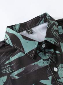 Manfinity RSRT Men's Casual Contrast Color Print Short Sleeve Shirt And Shorts Set - Multicolor - View 7