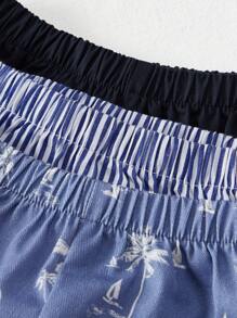 Cozy Pixies 3pcs/Set Baby Boy Coconut Tree Pattern Elastic Waist Casual Shorts - Multicolor - View 4