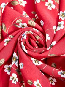 SHEIN 孕妇度假花卉印花盖袖连衣裙 - 紅色 - 查看 7