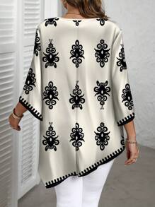 EMERY ROSE Camisa holgada de talla grande con estampado floral, para primavera y otoño