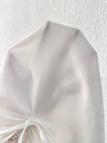 SHEIN EZwear 女士蕾丝边 V 领蝴蝶结细节褶皱修身吊带背心 - 白色 - 查看 6